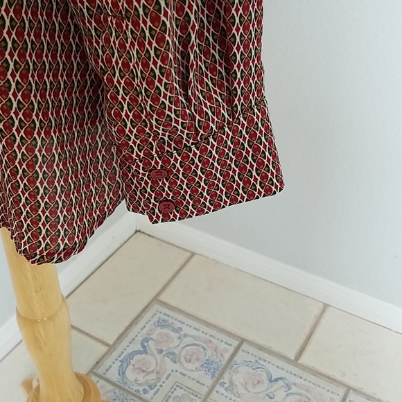 Pleione Red Green Long Sleeve Blouse - Picture 3 of 5